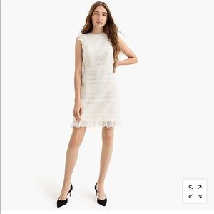 J. Crew Cap sleeve white ruffle lace dress